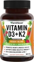 FarmHaven ビタミン D3 K2 カプセル - 5000 IU D3 および 100 mcg K2 - Veggie フルーツのブレンドが付いている Cholecalciferol MK7 -免疫システム及び中心の健康のためのビタミン D K2 の補足 - ベジタリアン、非GMO、90 帽子
