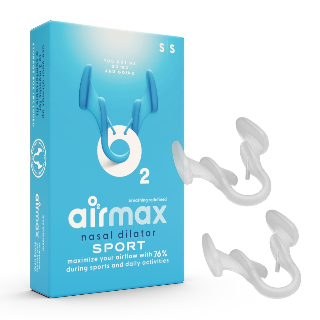 Airmax Unisex Sport Nasal Dilators Two-Pack - Easy, Safe, and Comfortable Breathing Aid - Improves Airflow - Transparent - Small