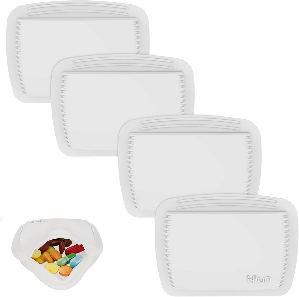 4 Pieces Pill Organizer Reusable Pocket Pill Case Portable Open Pill Pouch Silicone Small Pill Box Pill Container Pill Holder Pill Bags Organizing Medication, Vitamins, and Tablets for Travel (White)
