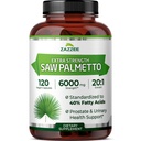 Zazzeeの余分強さはPalmetto 20:1のエキス、6000のmgの強さ、40%の脂肪酸、120のビーガン カプセル、4か月の供給、集中し、標準化された20Xのエキス、非GMO、米国でなされるオールナチュラル