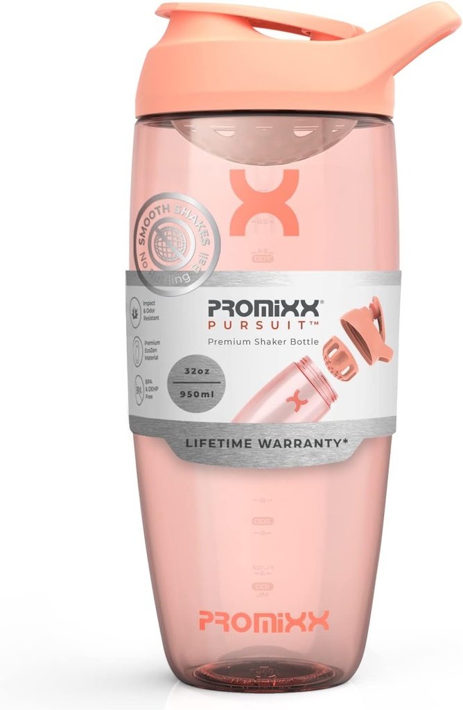 Promixxの追求の蛋白質のシェーカーのびん(32のoz) – 無声非球のミキサー、漏出防止のふた、BPA/BPS及びフタル酸塩なしのECOZEN –蛋白質の揺れ、前及び後ワークアウトのスムージーのための容易なクリーニングのシェーカーのコップ