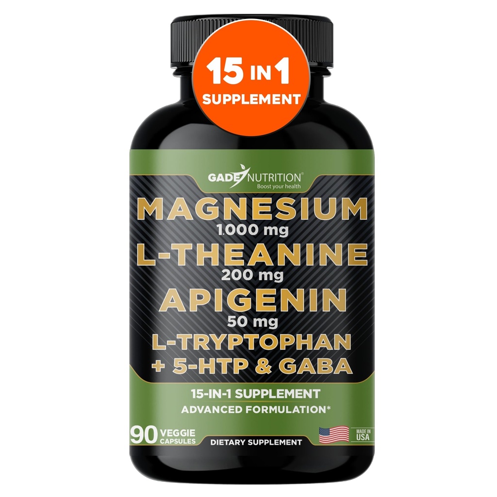 ガデの栄養のマグネシウムのGlycinate及びMagneisumはApigenin、Lのテアニン200のmg、5つのHTPのGABA Calmの頭脳のブースターの補足の睡眠の援助のアシドのアシワガンダLのトリプトファンのカモミールと補います