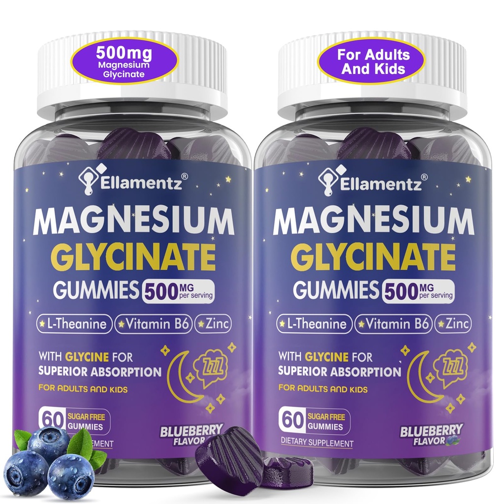 大人のためのマグネシウムのGlycinateのグミー500mg/250mgは子供のためのティーン、砂糖の自由なマグネシウムのカルムの睡眠の援助、睡眠のためのL-TheanineのグリシンB6、カルム、筋肉、Relaxの頭脳、Melatonin、2Packを眠ります