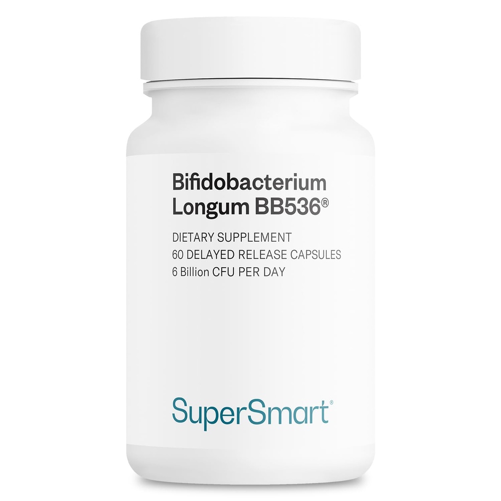 Supersmart - Bifidobacterium Longum(BB536) 6 Billion CFU/日 - Probiotics & Prebiotics サプリメント | 非GMO&グルテンフリー - 60 DRカプセル