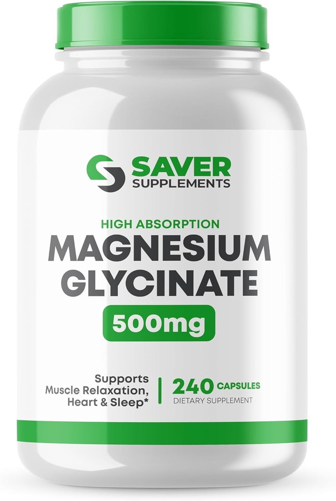 マグネシウムのGlycinate 500mg - 筋肉、睡眠、心および神経サポートのための高吸収性、Chelatedのマグネシウムの補足–非GMO及びグルテンフリー– 240のカプセル
