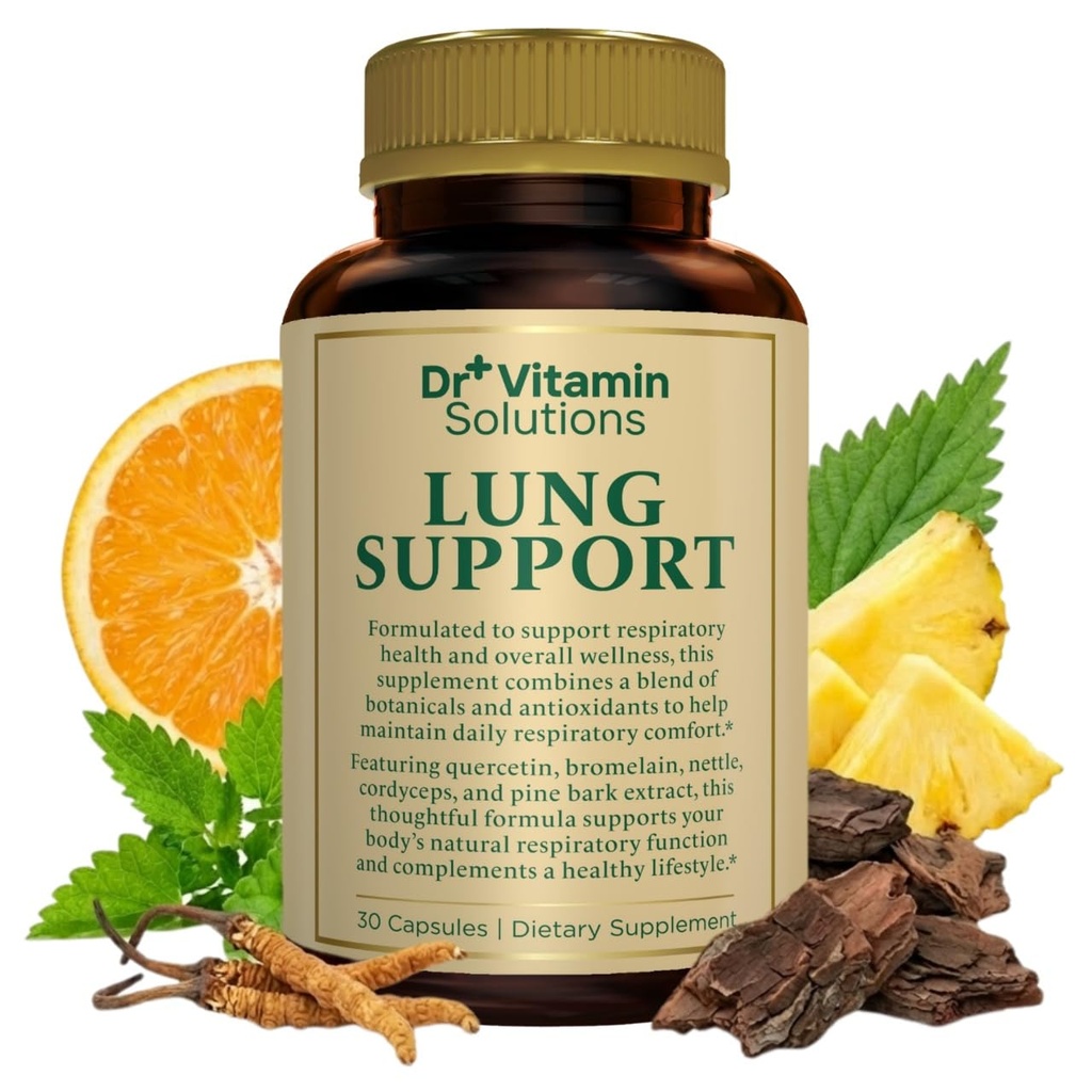 男性と女性のためのDR VITAMINソリューション肺デトックスサプリメント - 10in-1ブレンドw /ビタミンC&バターロー - Lung健康と呼吸機能をサポート - 呼吸を改善します、酸素の流れ - 30ビーガンキャップ