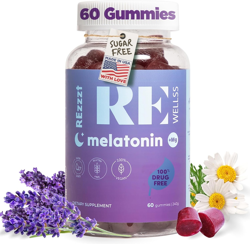 メラトニンガミーI 5mgメラトニン睡眠サポートGummy for Adults I Fall Asleep Supplement for Health | マグネシウムL-テアニン | ビーガン非GMOグルテンフリー&ゼラチン無料、砂糖無料 | ミックスベリー