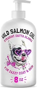Wild Alaskan Salmon Oil for Dogs & Cats - Pure Fish Omega 3 6 9 Liquid EPA DHA Fatty Acids - Skin & Coat Supplement - Supports Joint Function, Brain, Eye, Immune & Heart Health - Made in USA 8 oz