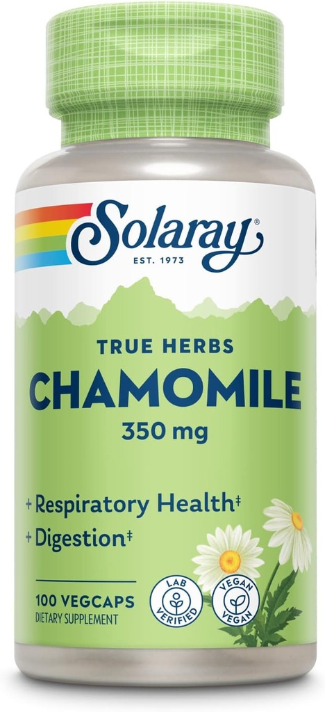 SOLARAY Chamomile、ダイジェスト、呼吸器トラクト、リラクゼーション、100便、100ベジキャップ