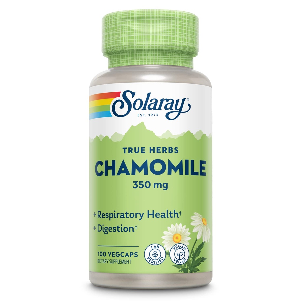 SOLARAY Chamomile、ダイジェスト、呼吸器トラクト、リラクゼーション、100便、100ベジキャップ