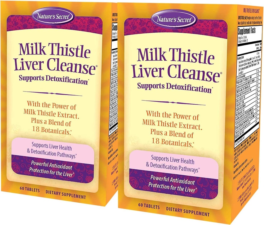 Nature's Secret Milk Thetle Liver Cleanse - 健康な肝臓機能と解毒 -18 植物ブレンド ターメリック、タンポ、ビート、アーティチョーク - 自然強力な抗酸化剤(パッケージ 2)