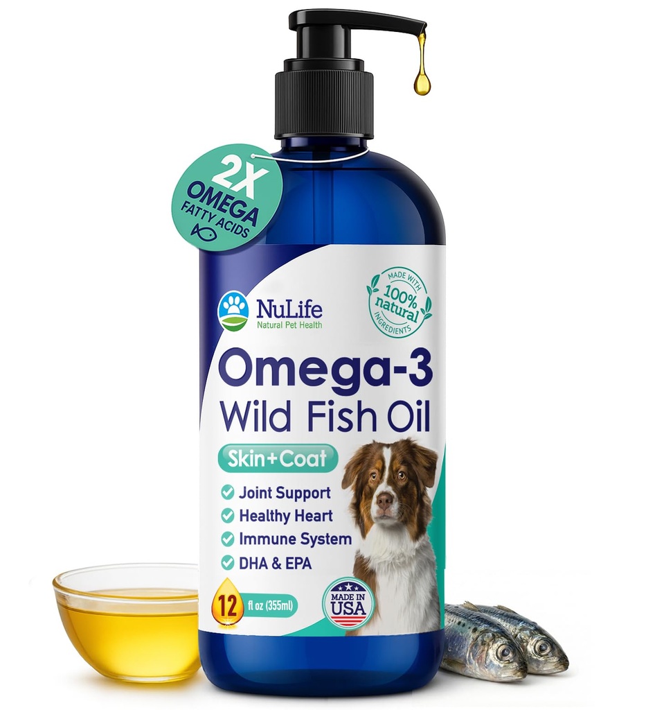 Omega 3、6&9脂肪酸と犬のための液体魚油, アイスランドからキャッチワイルド, シェディングのためのスキンとコートサプリメント, かゆみ肌, アレルギー, 脳と心臓の健康, EPAで豊富 + DHA - 12 oz