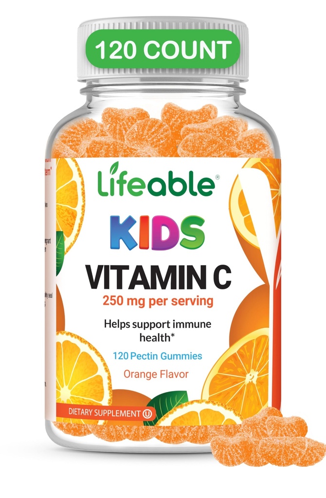 子供のためのDOCTOR'S FINESTビタミンCグミ - ビーガン、GMOフリー&グルテンフリー - オレンジ色の味のペクチン咀嚼 - キッズ栄養補助食品 - ビタミンCの250mg - 120ゼリー [60用量]