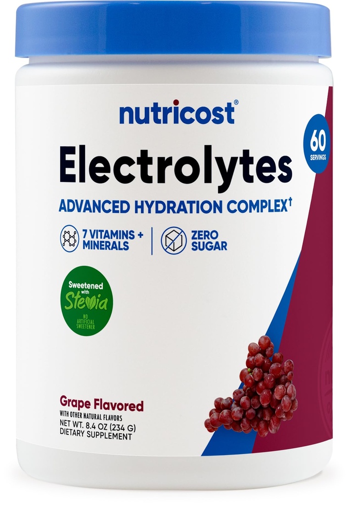 Nutricost電解複合粉末(60サービング、グレープ) - ビタミンとミネラルと水分補給サプリメントドリンクミックス