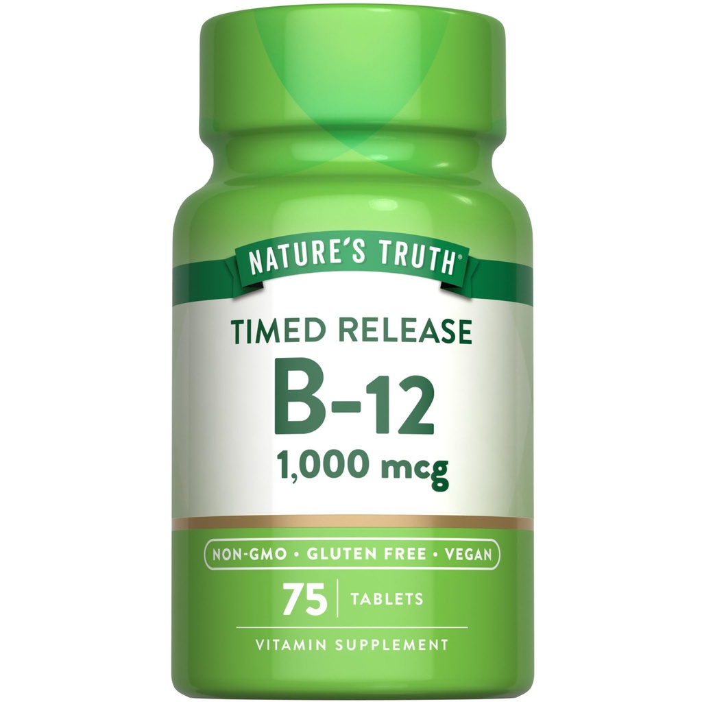Nature's Truth Vitamin B12 1000 mcg | 75 タイムリーリリースタブレット | 完全菜食主義者、非GMO&グルテンフリーサプリメント