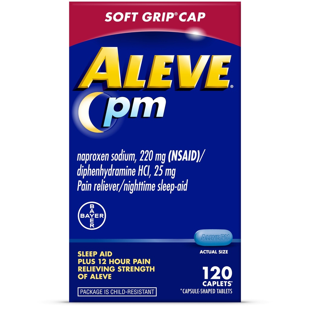 痛みのリレバーのカプレット、Naproxenナトリウム及びDiphenhydramine HCl、夜間、120の計算とPMの睡眠の援助