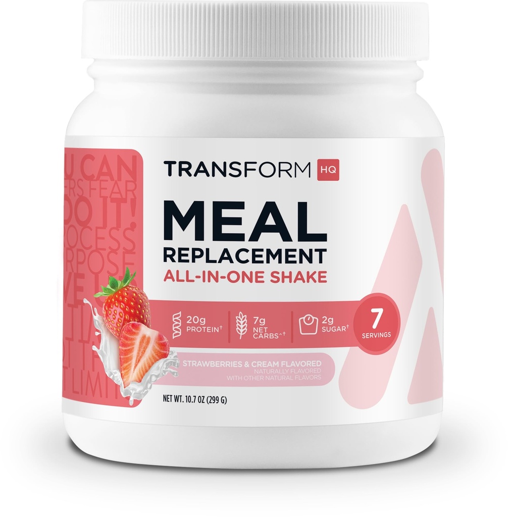 トランスフォームHQミール交換シェイクパウダー7サービング(イチゴ&クリーム) - グルテンフリー、非GMO