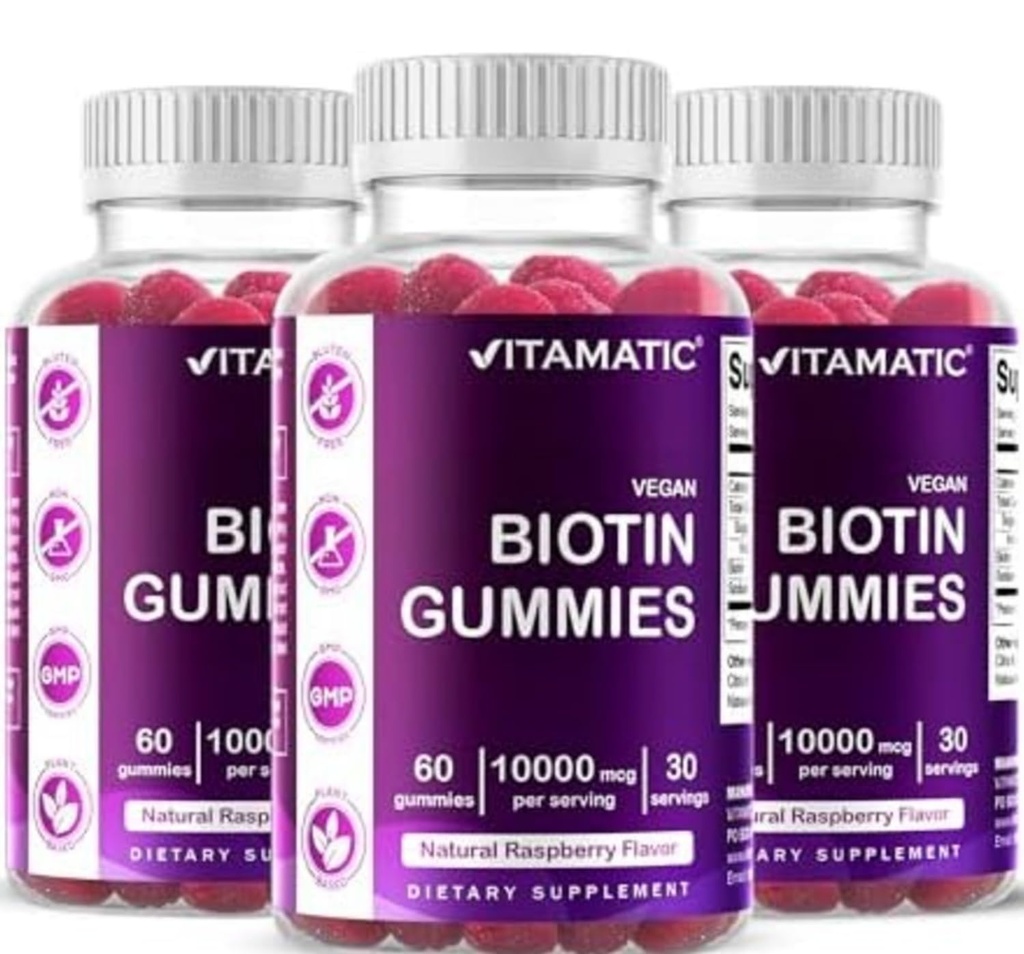ビタマティック ビオチングミー より強い髪、肌&ネイルのための10,000 mcg - 60 ビーガングミー - また、ビタミンB7を呼んだ (3 ボトル)