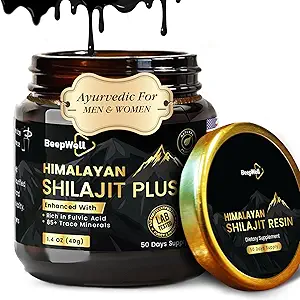 Pure Himalayan Organic Shilajit Resin Extract for Men & Women- 100% Natural Ashwagandha Black Pepper Shilajit Resin for Men Women Gold Ayurvedic,Fulvic Acid 85 + Trace Minerals, 50 Servings, 40 Grams