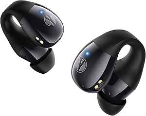 イヤホンのクリップ、オープンイヤーイヤホンワイヤレスBluetooth 5.4 マイク付き、充電ケース付きオープンイヤーヘッドフォン LEDディスプレイ、44Hプレイ、IP54防水、ランニングスポーツワークアウトのための軽量の快適さ(ブラック)