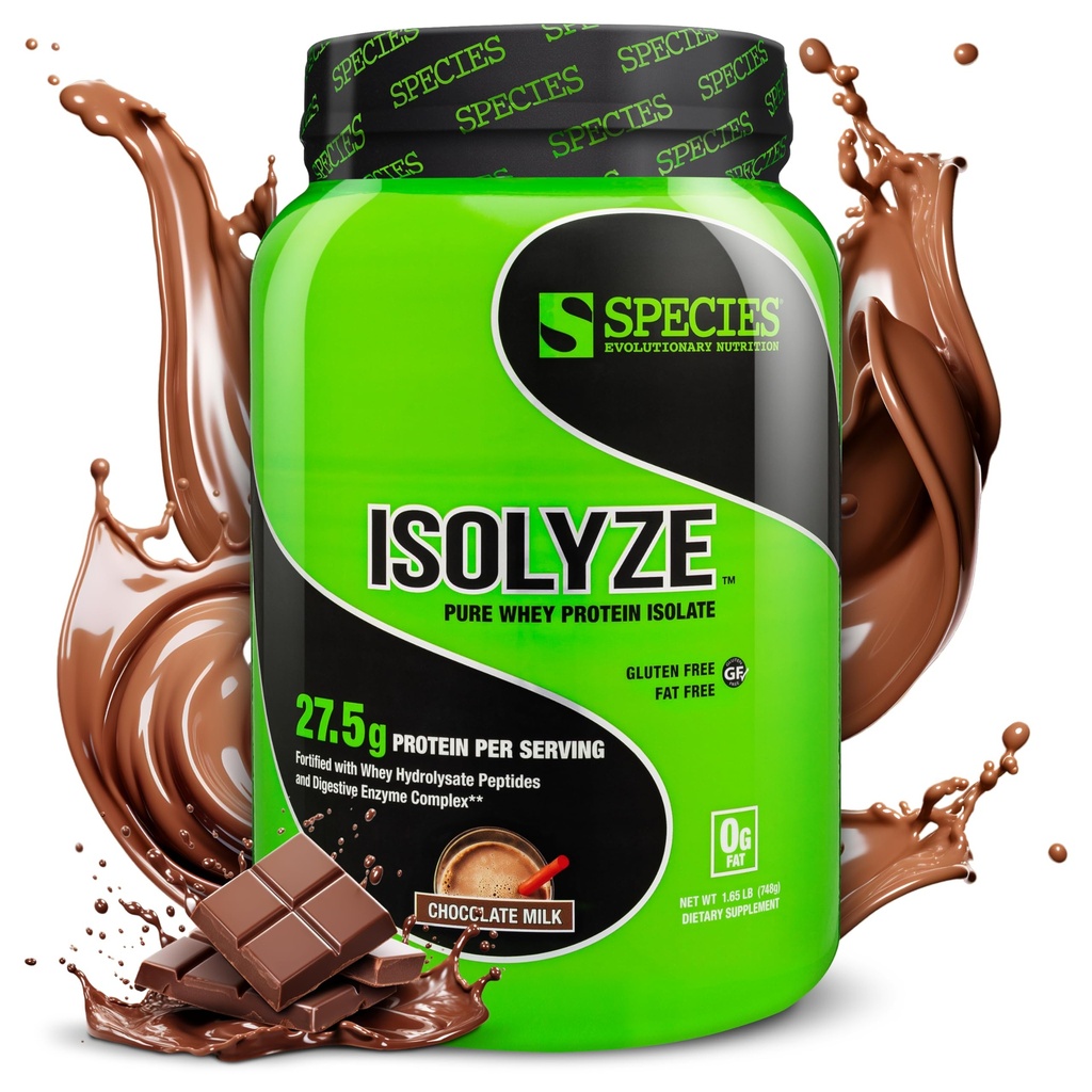 Speciesの栄養物のIsolyzeの乳蛋白質の粉、筋肉建物のための100%のWheyの隔離剤、スコップごとの27.5g蛋白質、砂糖及び低脂肪無し(チョコレート ミルク、22のサービング)