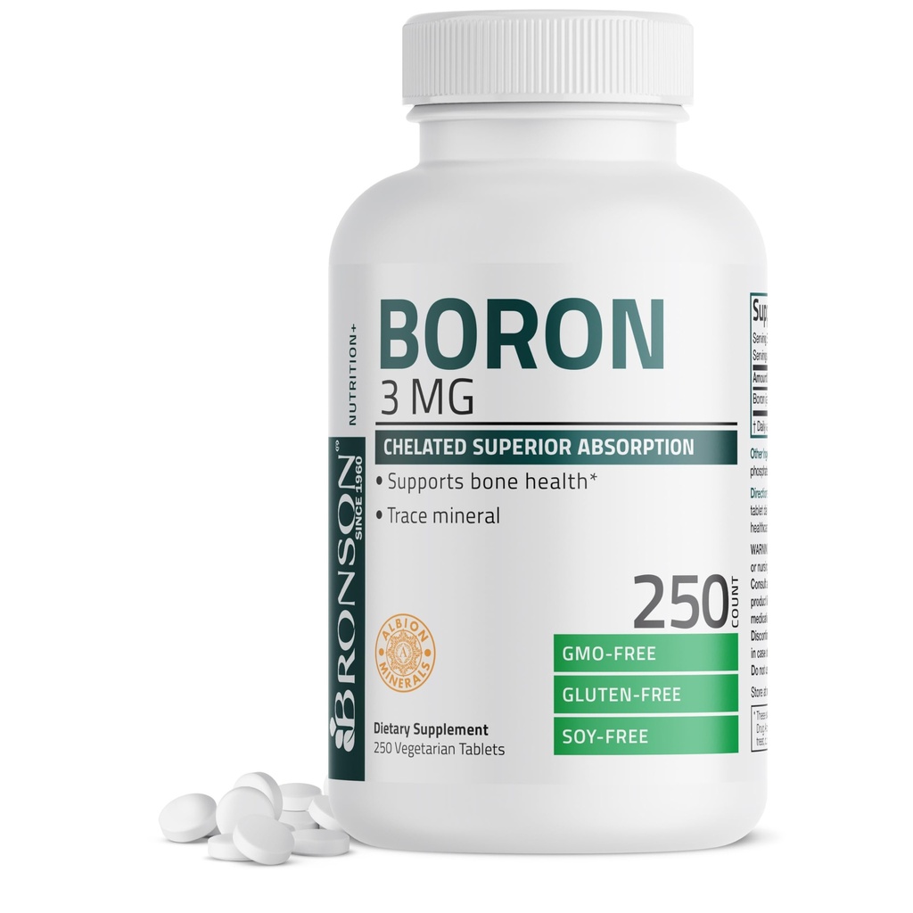 Bronson Boron 3 MGのChelatedの優秀な吸収は骨の健康の跡の鉱物、非GMO、250のベジタリアンのタブレットを支えます
