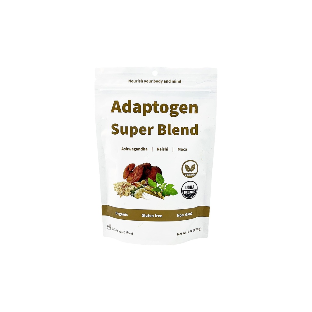 Cherieの甘い中心のアダプトゲンの極度のブレンド、USDAの有機性、Maca + Reishi + Ashwagandha、6 Ounce袋、非GMO、ビーガン、グルテンフリー