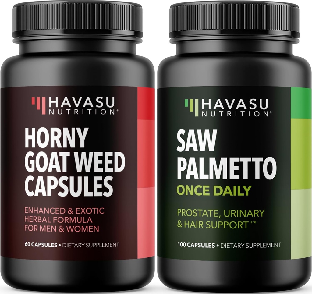 HAVASU NUTRITION ホニー ヤギの餌のカプセル(30のサービング)及び鋸のパルメットのカプセル(100のサービング)
