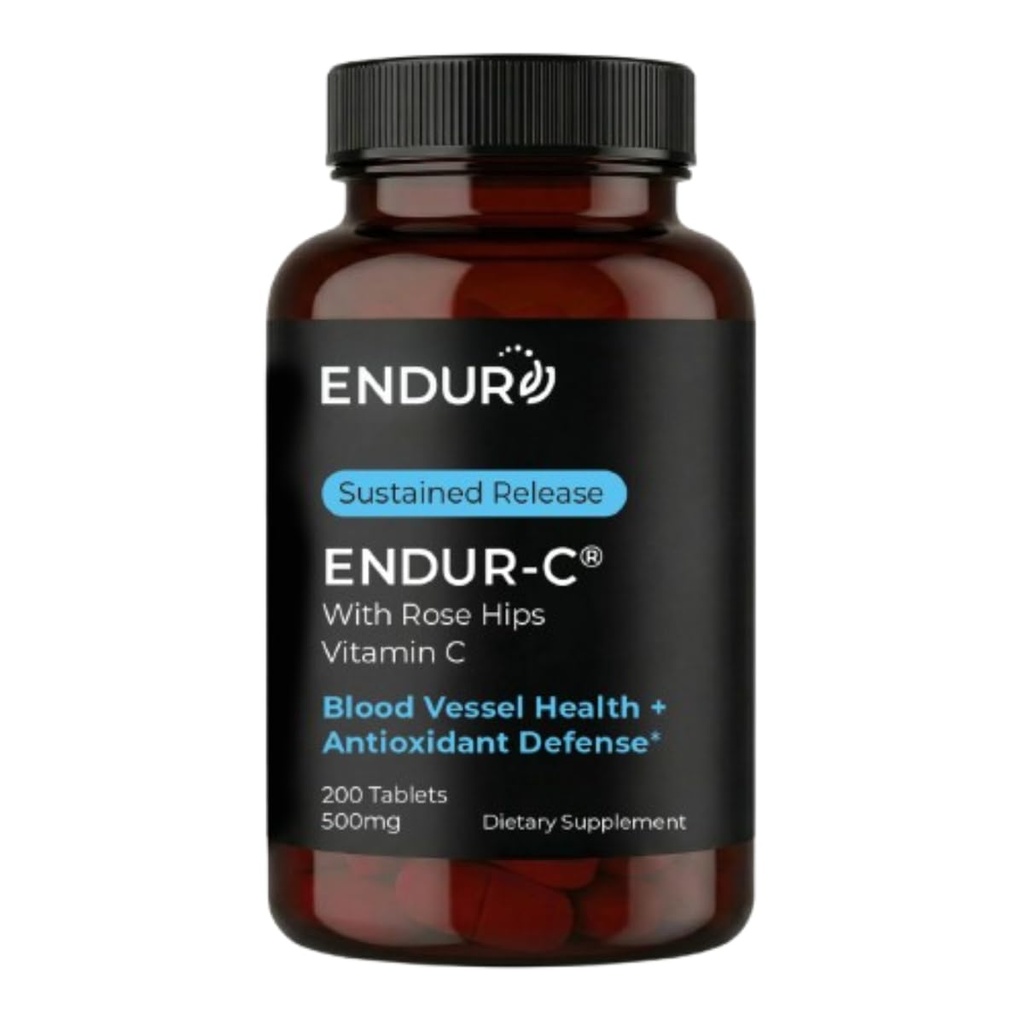 ローズヒップ、サポートコラーゲンの生産、酸化防止保護及び穏やかな消化、グルテンフリー、500mg (200のタブレット)が付いているEndur ENDUR-CのビタミンC