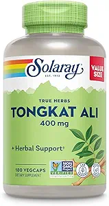 SOLARAY Tongkat Ali 400 mg - Longjack Tongkat Ali for Men - Herbal Support for Men's Health and Vitality - Vegan, Non-GMO, Lab Verified - 180 Servings, 180 VegCaps