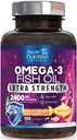オメガ3魚油2400mg - トリプル強度オメガ3、EPA&DHA脂肪酸サプリメント - 免疫、心臓&脳の健康のための自然なサポート - ワイルドキャッチ、非GMO、レモン風味、バープレス - 120 Softgels
