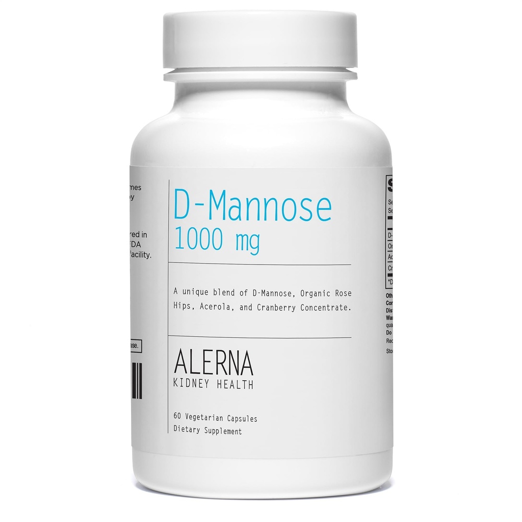 D-Mannose 1000 mg - 尿路の健康 - クランベリー濃縮物、有機ローズヒップ、アセローラエキス - 60 ベジタリアンカプセル