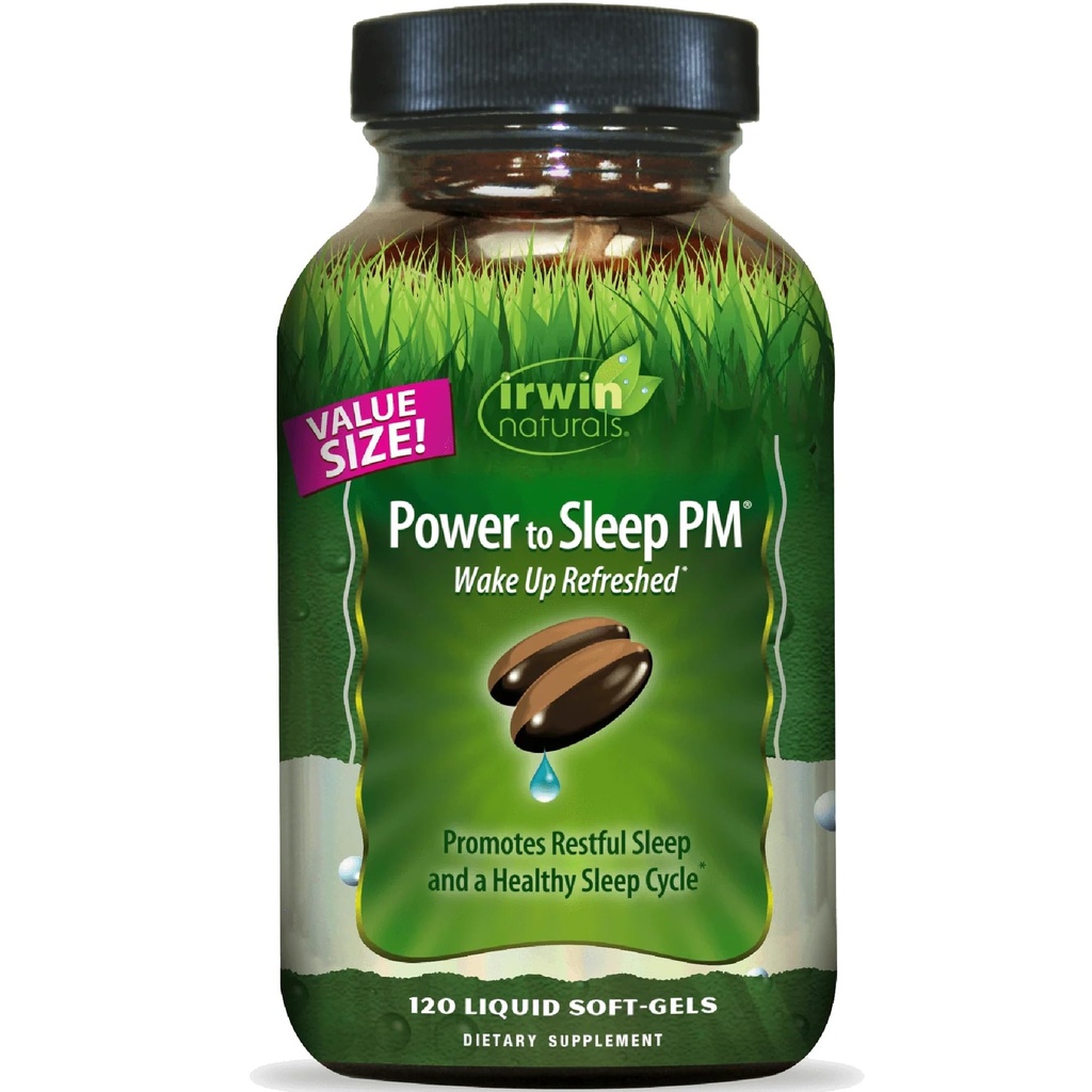 Irwin naturals パワー へ 睡眠 PM - 120 液体 柔らかいゲル - と Melatonin、GABA、Ashwagandha、Valeian Root & L-テアニン - 60 のサービング