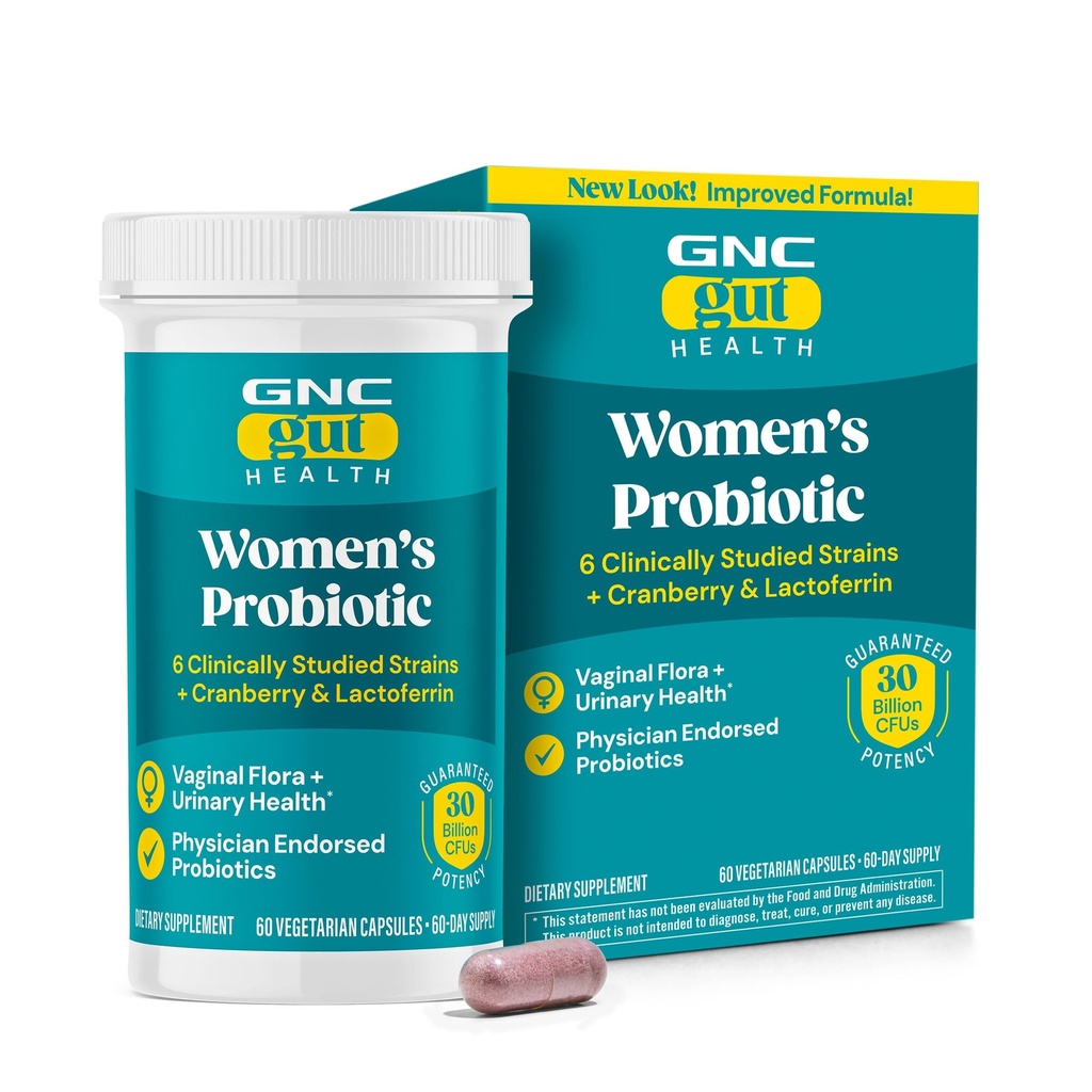 GNC Probiotic Solutions Women's, Multi-Strain, 60 Count, 60 Servings | Multi-Strain LAB4 Probiotic Formula Supports Digestive Comfort and Gut Health, with Cranberry for Urinary Health, Gluten-Free