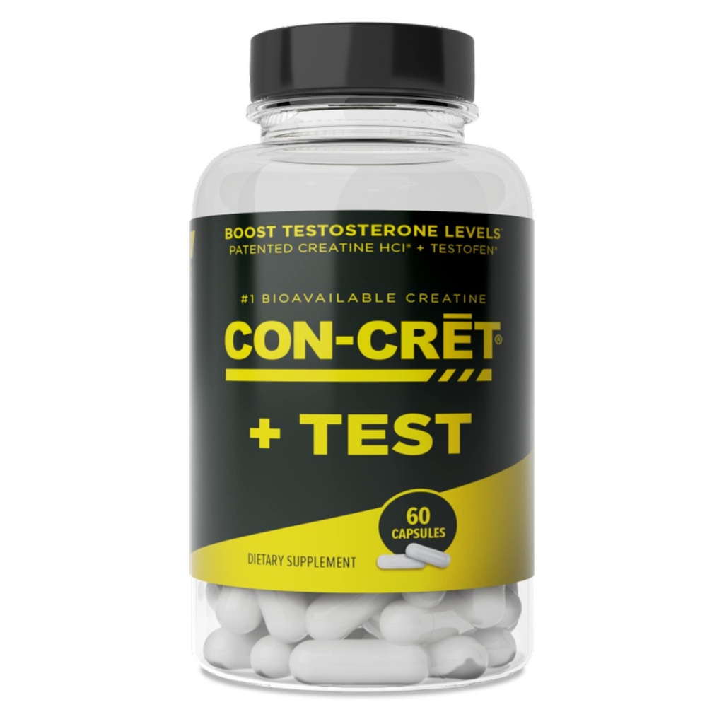 コンセプト テスト、CON-CRET®特許取得済みのクレアチンHCl、Testofen®、ブーストテストステロンレベル、60カプセル