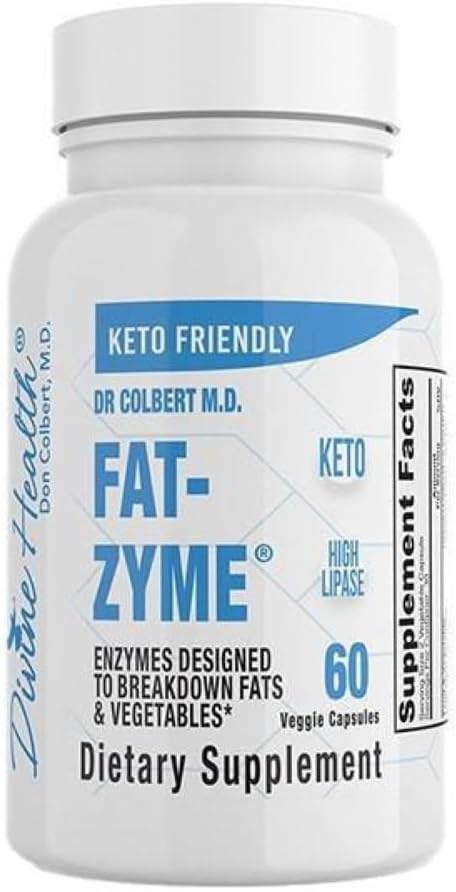 Dr. Colbert's Keto Zone Fat-Zyme - Ketogenic消化酵素 - HIgh Lipase - ビーガン&ベジタリアン酵素 - 30日の供給 - 野菜と脂肪を分解する酵素の高い量が含まれています