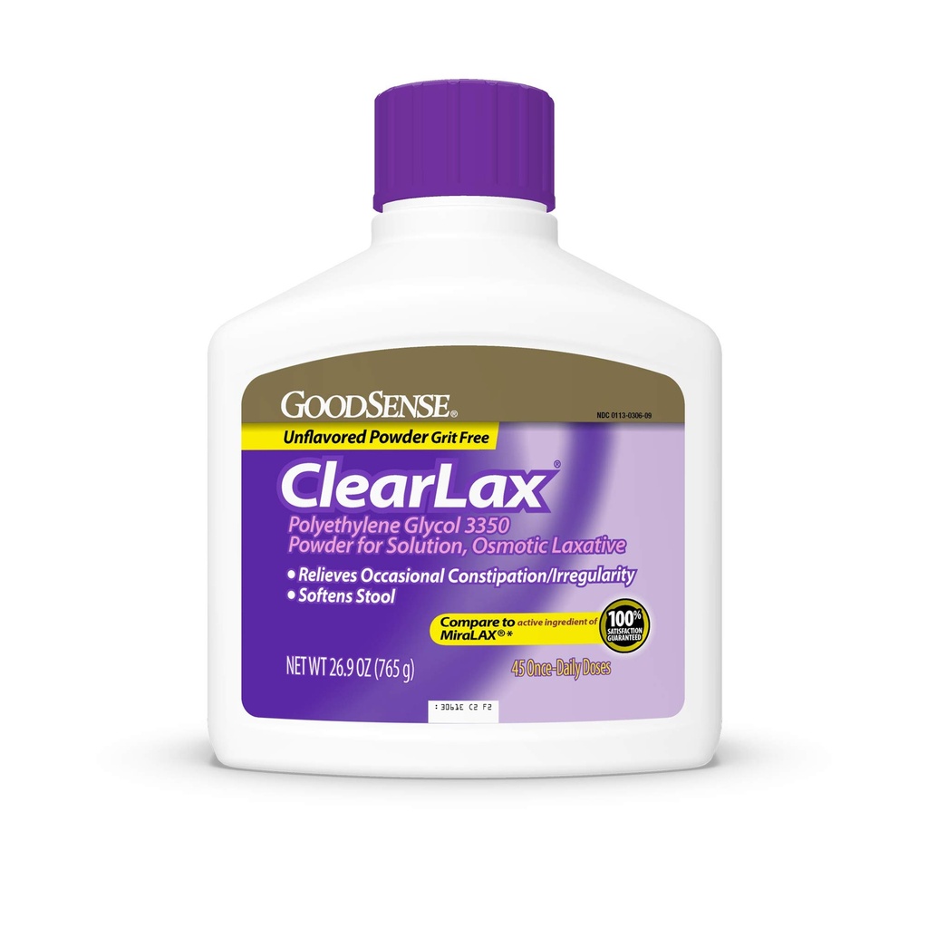 GoodSenseの解決のためのポリエチレンのグリコール3350の粉、Osmotic Laxative、Softensの腰掛け、Occasionalの便秘、26.9 Ounceを取り除きます