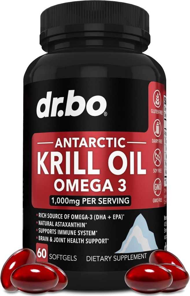 Krillオイルオメガ3 500mg - 抗アーク性Krillオイル1000mg SoftgelsカプセルEPA、DHA、アスタキサンチン、Phospholipids - Omega 3脂肪酸サプリメント、女性&男性のための自然な純粋なサプリメント - 60 Softgels