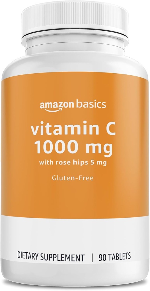 基本 - ビタミンC、ローズヒップ5mg、90錠(1人分)、グルテンフリーで1000mg