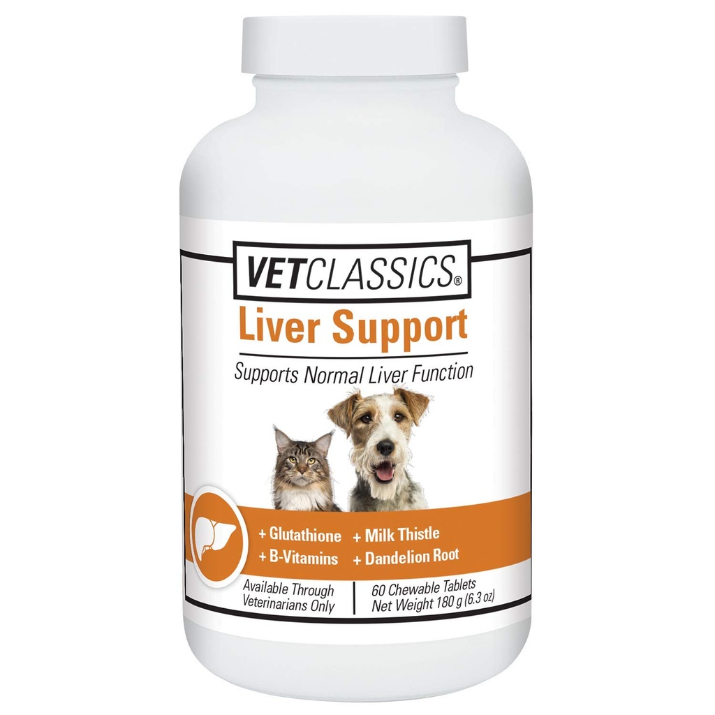 Vet Classics Liverは、犬、猫のためのペット健康サプリメントをサポートしています - 肝臓機能 - B-Vitamins、グルタチオン、ミルクアザミ - ソフトタブレット、咀嚼 - 60ケブル錠