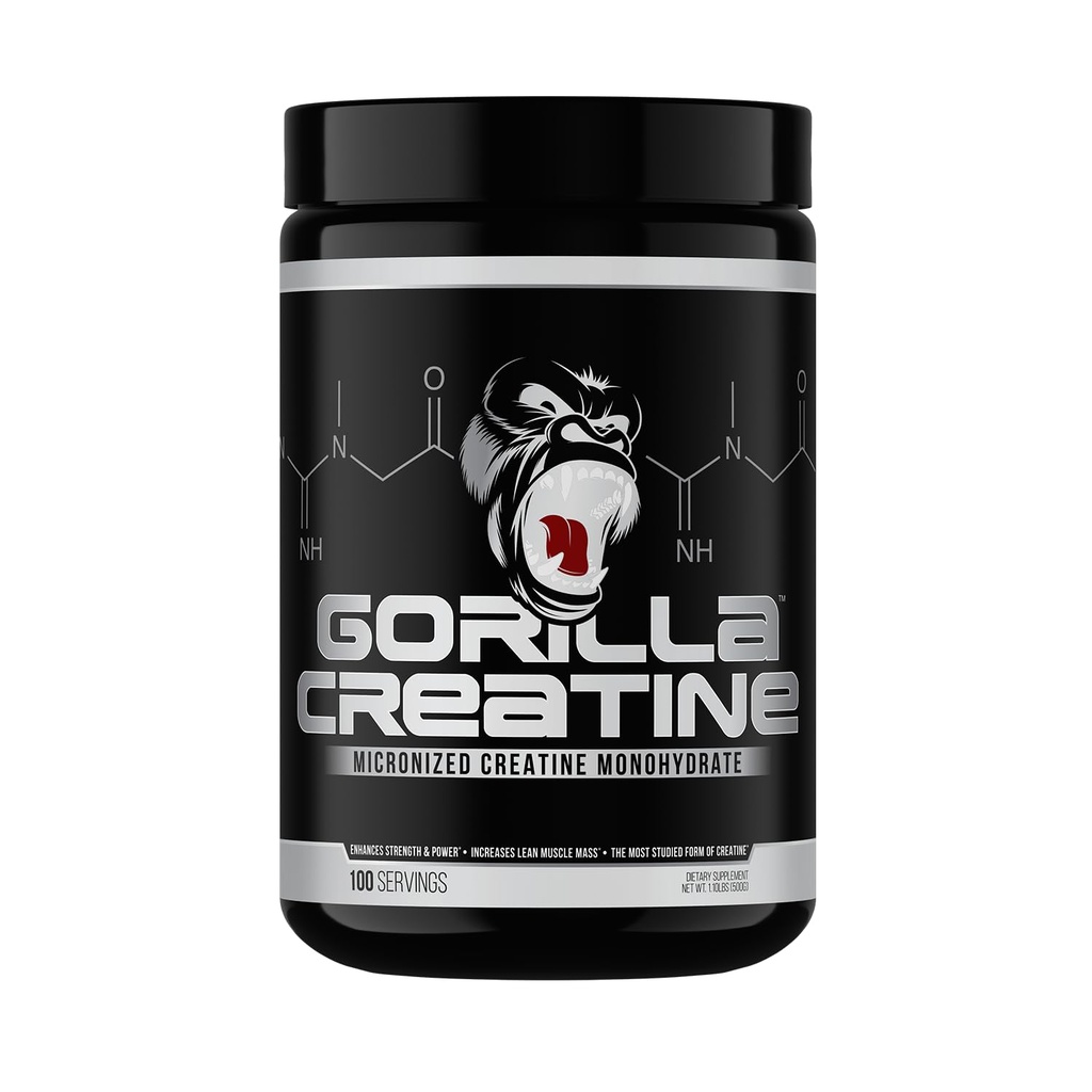 ゴリラの心のクレアチンの Monohydrate の Micronized の粉、改善された筋肉サイズ、出力および強さ、サービングごとの 5 つのグラム、100 のサービング