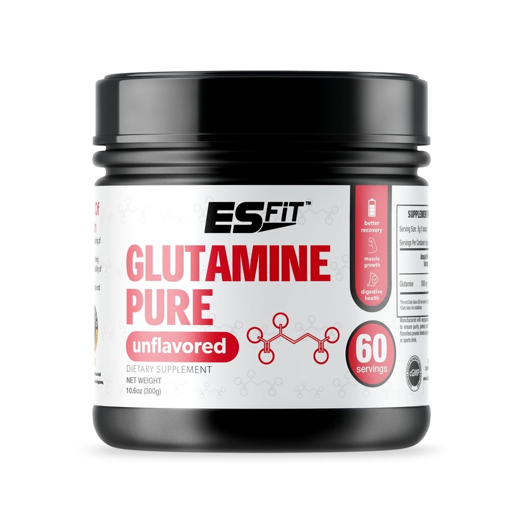Glutamine Powder | 5000mg - 60 Servings | Post Workout Recovery Drink | No Artificial Colors or Flavors
