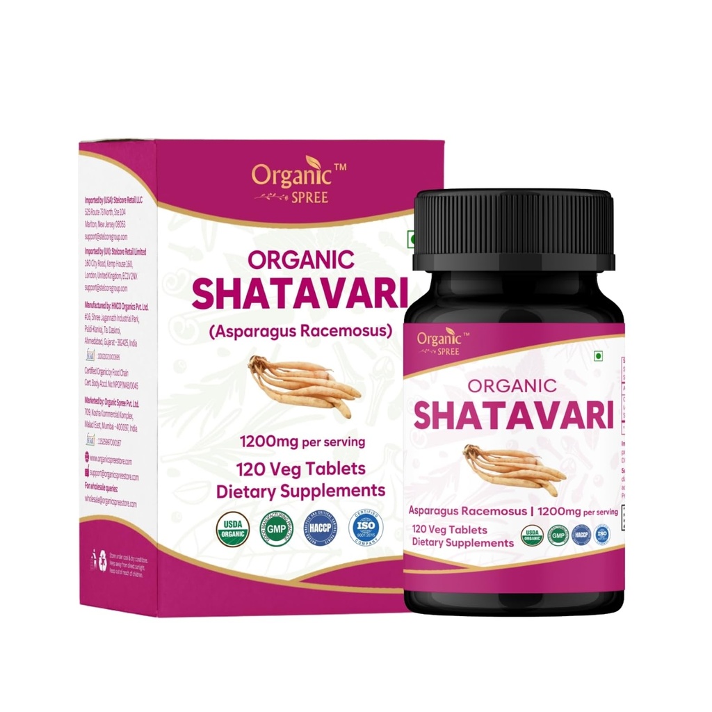 Shatavari 120錠 | アスパラガスレーカス(Shatavari) | USDA オーガニック認定 | 女性の健康と免疫システムをサポート | サプリメント 120tab