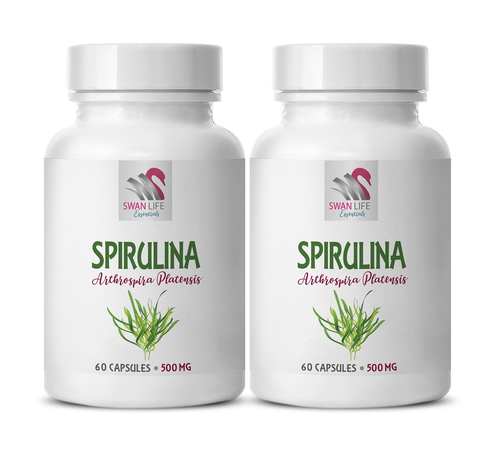 spirulina and chlorella powder - blue spirulina organic - immune support supplement - SPIRUILINA 500MG - spirulina tablets - spirulina and chlorella powder organic - energy bits spirulina - 2 bottles