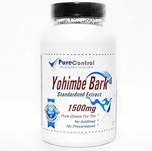 Yohimbe 樹皮の標準化されたエキス 1500mg // 200 カプセル // ピュア コントロール サプリメント