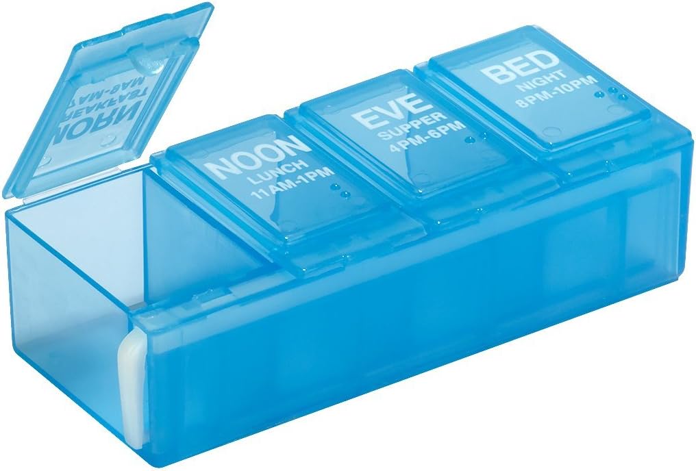 EZY DOSEの毎日の丸薬のプランナー、薬の場合、ビタミンのオルガナイザー箱は、安全な処方薬へのコンパートメントを締め、事故のこぼれを防ぎます、一日あたりの4回、色5月のVary、BPAは放します