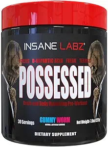 Insane Labz Possessedの低い興奮剤のテストステロンは前ワークアウトの粉を、AMPiberryおよびOXYgold、30のSrvgsのGummy Wormによって燃料にされるDのアスパラギン酸およびクレアチンと荷を下しました