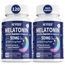 NEVISS Melatonin 大人のための50のmg - 余分強さ9イン-1の速い分解のSublingual -マグネシウムのGlycinate、ビタミンD3、Ashwagandhaのレモン バルム、カモミール、砂糖は、120のタブレットを解放しました
