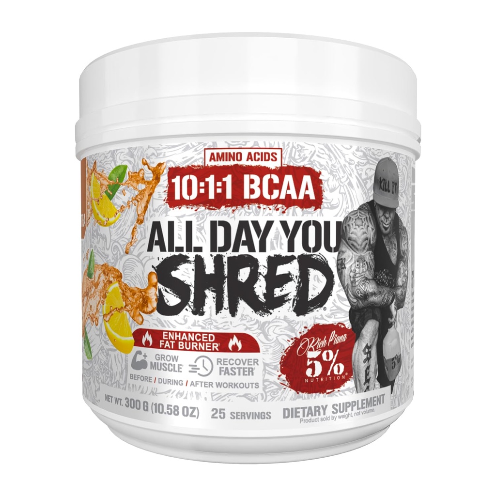 5%栄養AllDayYouシュレッドBCAAパウダー | 重量管理のためのアミノ酸サプリメント | エリート脂肪燃焼&水和エネルギー、持久力&回復(南スウィートティー)