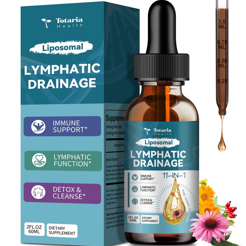 Liposomal リンパ下降 - 11 に 1 有機性リンパ下降サプリメント Burdock Root、Echinacea、Elderberry、Calendula、Clavers Herb、Dandelion サポートリンパの健康 2 FL.OZ